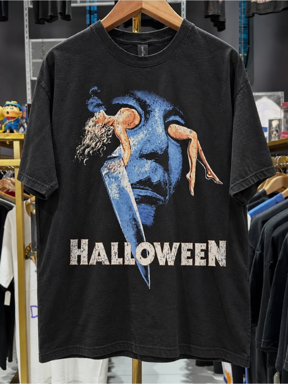 Halloween Horror Knife Graphic T-Shirt Black Unisex